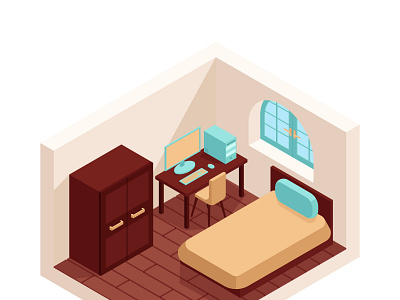 Isometric_room design graphic design illustration vector