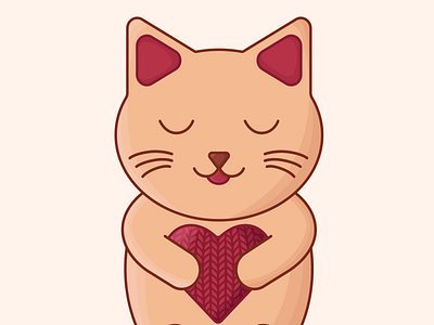 Cat_with_knitting_heart design graphic design illustration vector