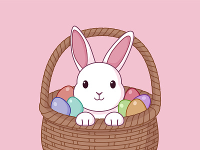 Rabbit_in_basket design graphic design illustration vector