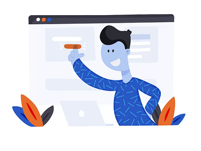 Office Man Working Flat Illustration flat illustration landing page illustration office procreate saas timelapse touch screen work