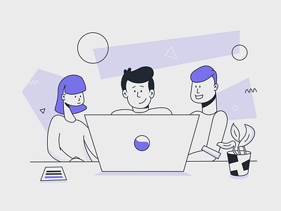 Team Collaboration Landing Page Illustration affinity designer colleagues ipad pro startup team collaboration teamwork tech vector working on laptop