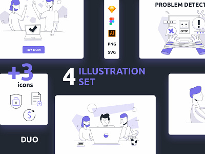 DUO Vector Illustration Set affinity designer business illustration flat landing page illustration saas startup startup branding team collaboration ui