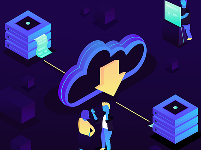 Cloud Computing Isometric Illustration