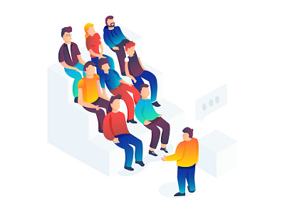 Conference Event Flat Illustration character design conference event flat illustration gathering hall illustration meetup startup ui vector