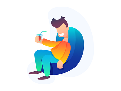 Enjoying a Vacation Flat Illustration adobe illustrator drinking enjoying a vacation flat illustration landing page landing page illustration relax saas sitting vector illustration