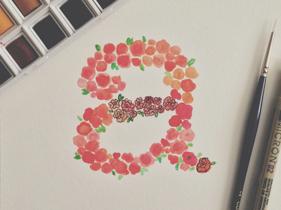A rose by any other name. alphabet micron roses type water colours