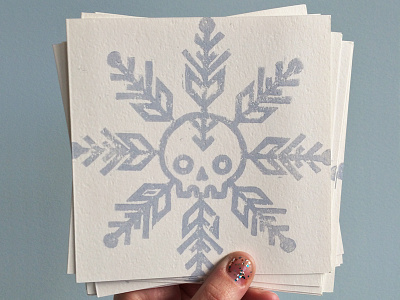 Skull Holiday Lino Cut