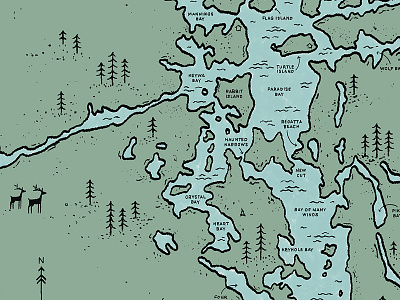 Go Home Lake Map WIP camping illustration lake map