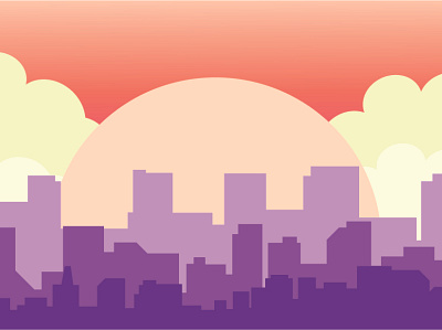 City sunset design illustration