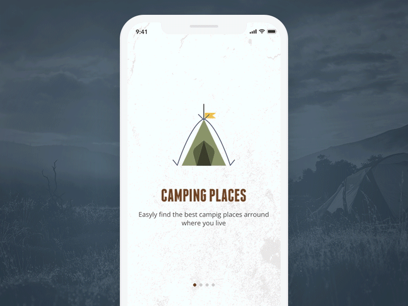 Campfindy Onboarding Animation animation app camping illustration ios 12 mobile onboarding outdoor principle sign up