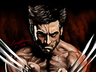 Wolverine art artwork character character design digital illustration man marvel comics painting portrait wolverine