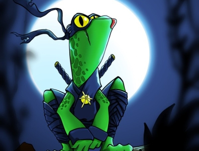 ninja frog digital painting illustration