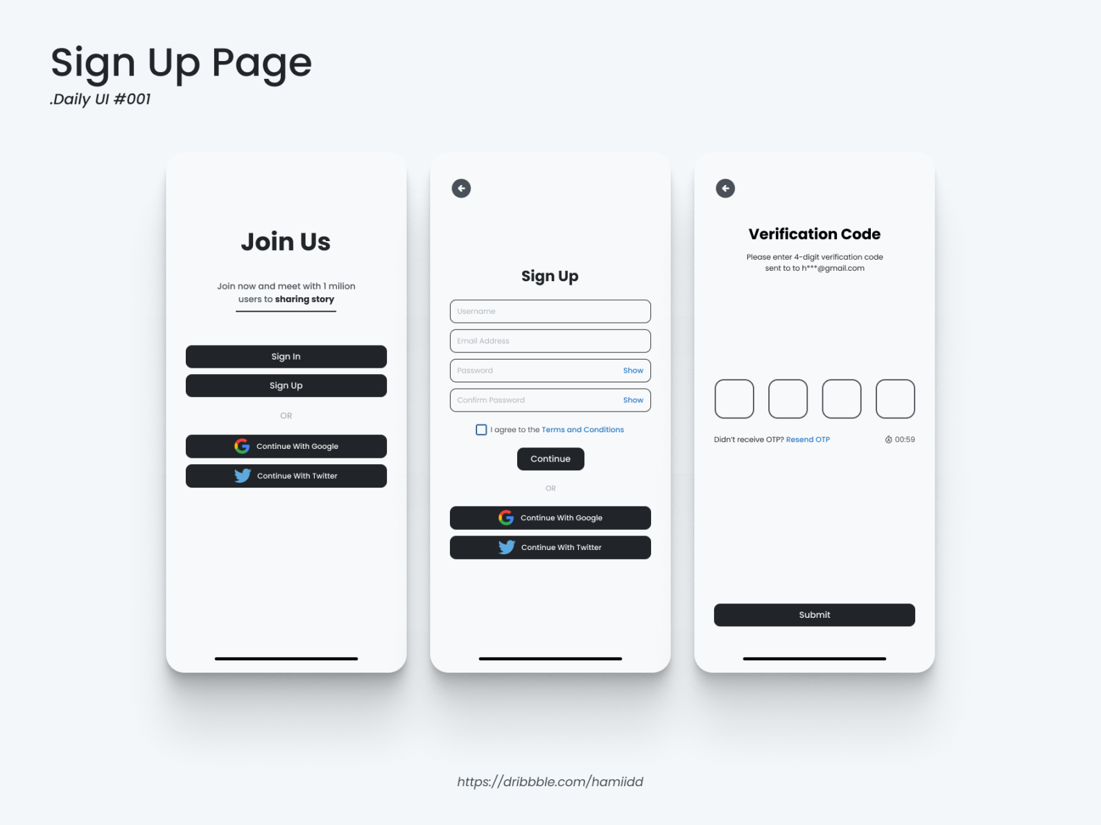 UI Sign Up Page by A.Hamid on Dribbble