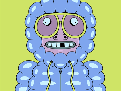 Puffer Pete character glasses puffer jacket spectacles vector vectorart