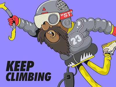 Keep Climbing cartoon character climber climbing drawing hypebeast illustration jordan5 mountain offwhite sneakercon