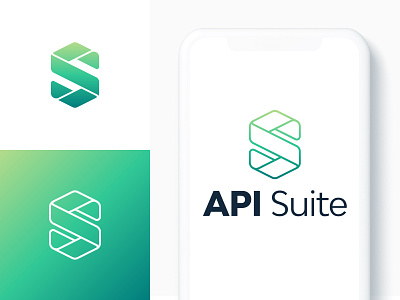 API Suite™ Branding brand digital flat gradient icon letter minimal outline