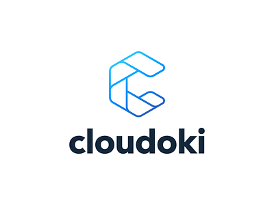 Cloudoki - Logo brand cloud company design flat gradient illustration letter logo minimal outline tech