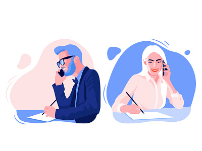 Call Center WIP business call call center chat conversation design illustration man manager mobile people phone woman