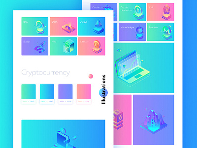 Set of illustrations / ico platform bitcoin business coin crypto crypto currency crypto wallet finance ico icon illustraion isomatric money set