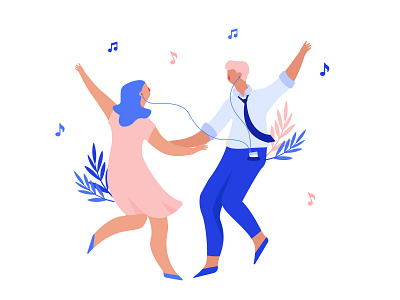 Music dance dance music floral illustration lalaland music people vector