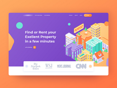 WIP building color hero illustration isometric landlord property rent tenant vector webdesign