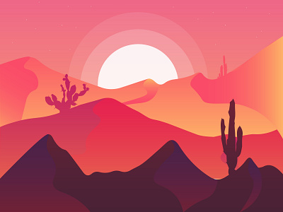 Sunset on the desert background banner concept art desert design digital art fantasy art graphic design illustration nature vector illustration