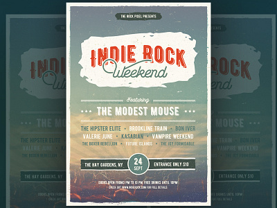 Indie rock flyer festival indie flyer rock vintage
