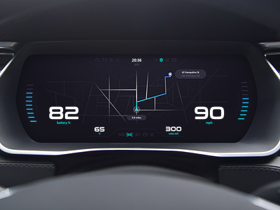 Electric Car Dashboard — UI Weekly Challenges S2 / W4/10 car dashboard electric maps navigaton ui weeklyui