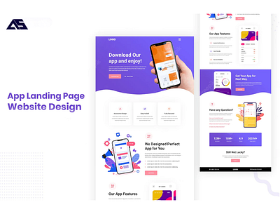 App Landing Page Design app branding design graphic design illustration logo typography ui ux vector web design website