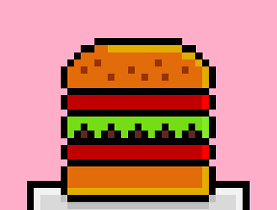 Burger pixel art branding graphic design logo