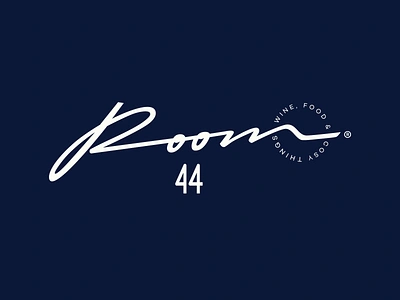 Room 44 brand identity branding branding concept branding design calligraphy custom food handtype handwritten lettering logo process restaurant script sketch solid unique unique logo vintage