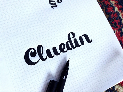 Cluedin app black forsuregraphic lettering logo sketch type visual