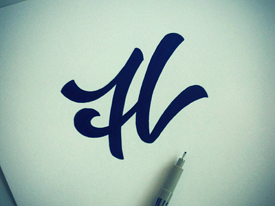 H calligraphy custom elegant forsuregraphic lettering logo sketch type