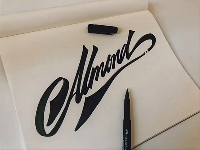 Almond almond calligraphy custom floating handwritten howto lettering logo logodesign process script surfboards surfing video vinatge