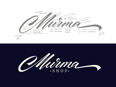 Murma brand branding brushlettering calligraphy custom fashion flow handwritten identity illustration lettering logo logotype murma script signature solid sophisticated typography unique