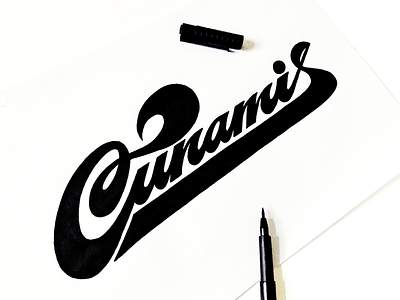 Cunamis branding brushlettering calligraphy custom design flow identity illustration lettering logo logomaker personality retro script tsunami unique vintage