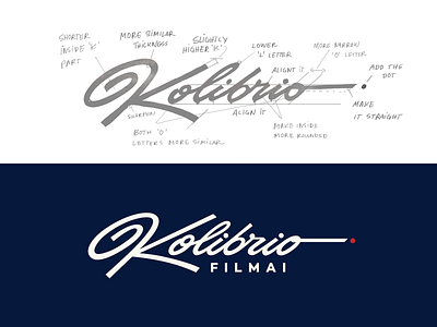 Kolibrio Filmai branding calligraphy custom design filmai filming flow handwritten iconic identity interesting kolibrio lettering logo retro script studio type typography vintage