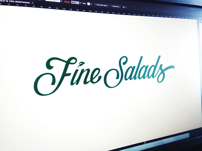 Fine Salads custom fine food graphic healthy lettering logo salads script type vintage