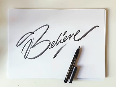 Believe believe brush calligraphy flow fun graphic design identity lettering logo logotype nowar peace process script type unique video zen