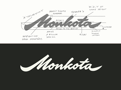 Monkota brushlettering calligraphy custom dakota design flow handwritten indentity lettering logo logodesign logolearn photography process script solid type unique