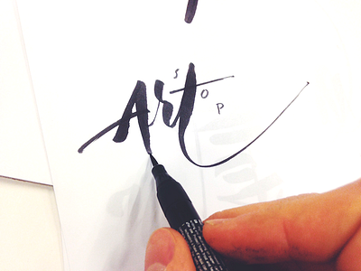 Art to stop art brush calligraphy expressive flow pen sketch to stop type