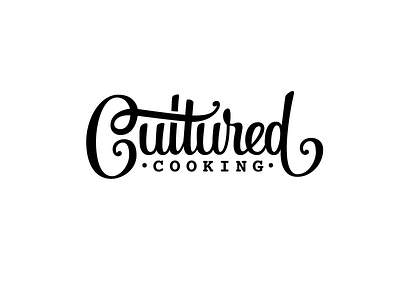 Cultured Cooking blog custom design food graphic lettering logo script type