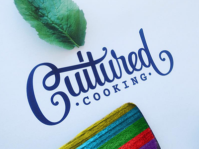 Cultured Cooking cooking cultured custom flow lettering logo script type