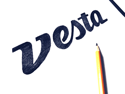 vesta custom flow lettering logo pencil script sketch type vesta