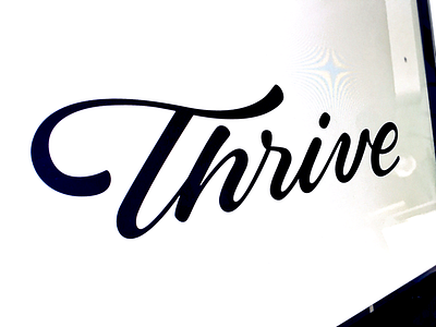 Thrive brand concept custom flow lettering logo script thrive type visual water