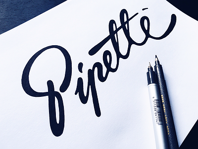 Pipette brand custom flow lettering logo pipette script sketch type