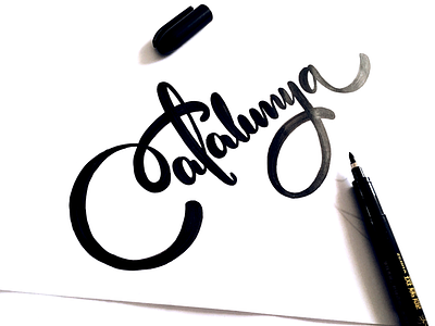 Catalunya barcelona catalunya design flow lettering process sketch traveling type