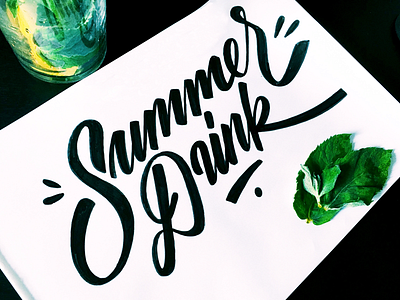 Summer Drink calligraphy custom flow handwritten lettering paper script sketch summer type vibes