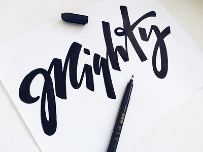 Mighty flow lettering logo paper script signature sketch type typography unique