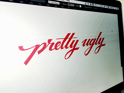 pretty ugly calligraphy fashion flow guide lettering lines. logo pretty type ugly